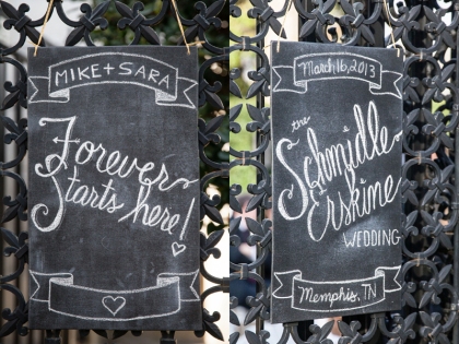 These two chalkboards hung on the gates to the garden.